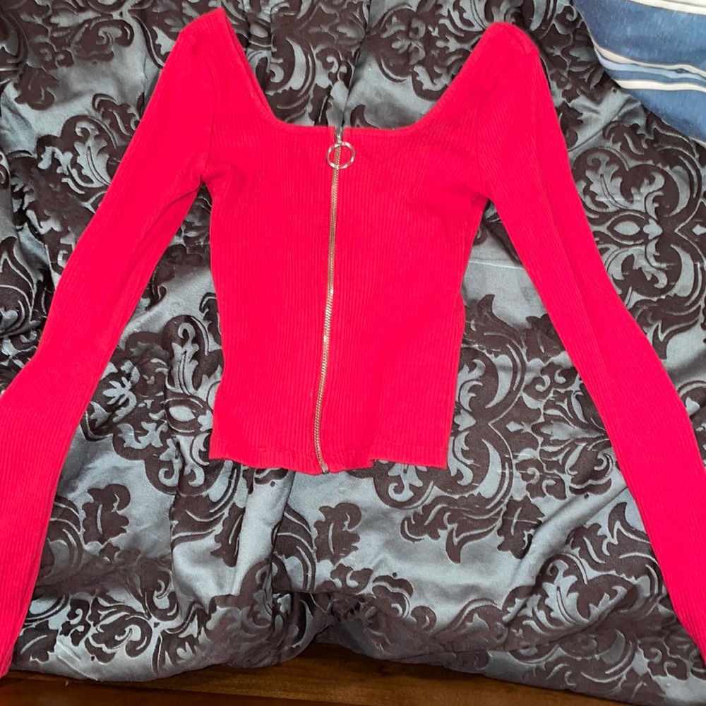 XS long sleeve zip up front fitted top